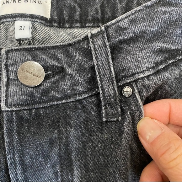 ANINE BING frayed high-rise bootcut jeans in dark gray - Picture 7 of 13